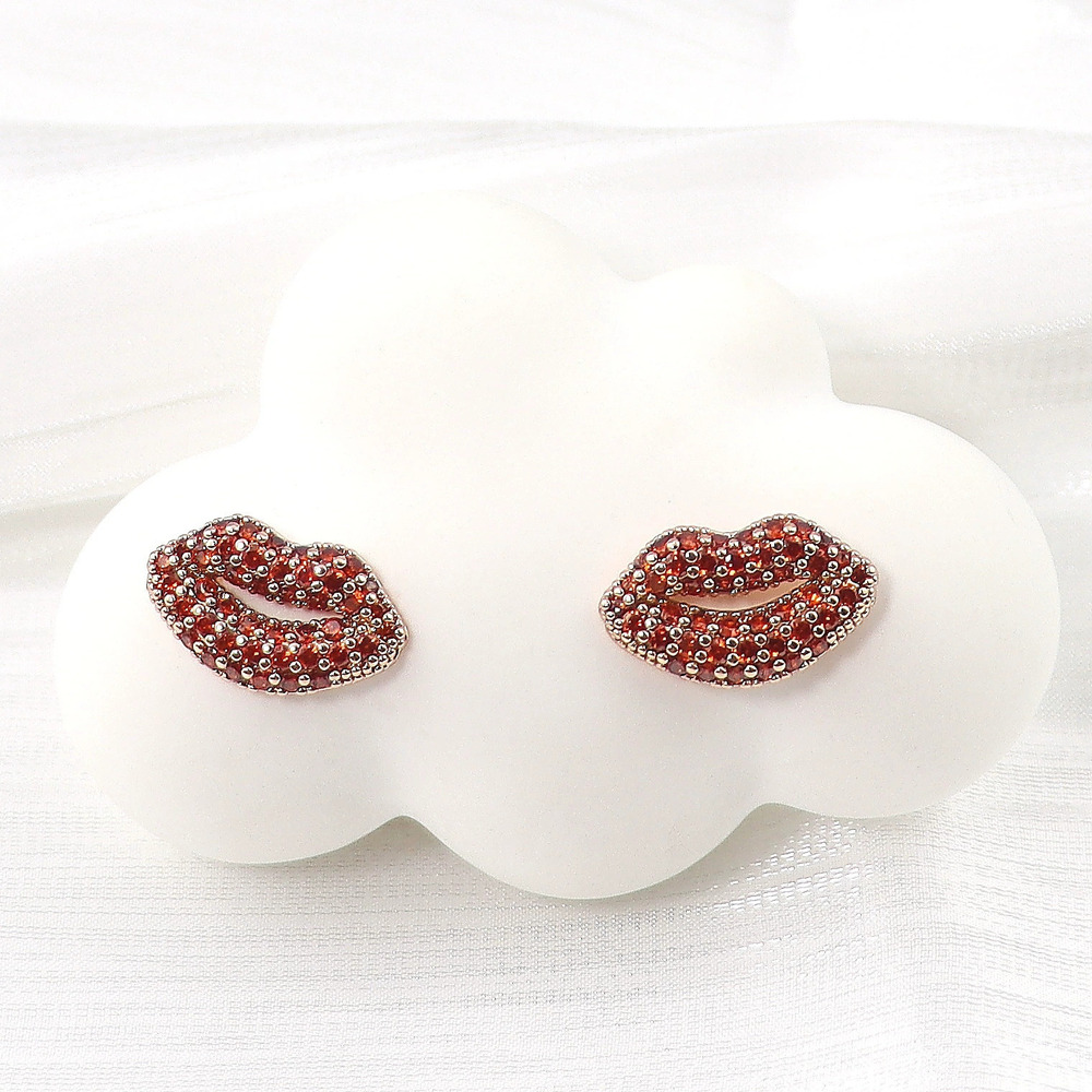 Kate SPADE Sexy Lips Earrings Full Diamond Tiny